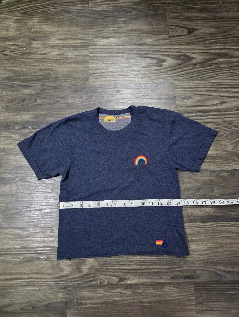Aviator Nation Women's Crop Top Tee Shirt Rainbow
